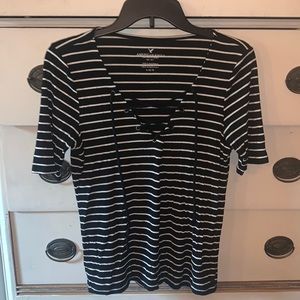 American Eagle Ribbed Lace-up Top